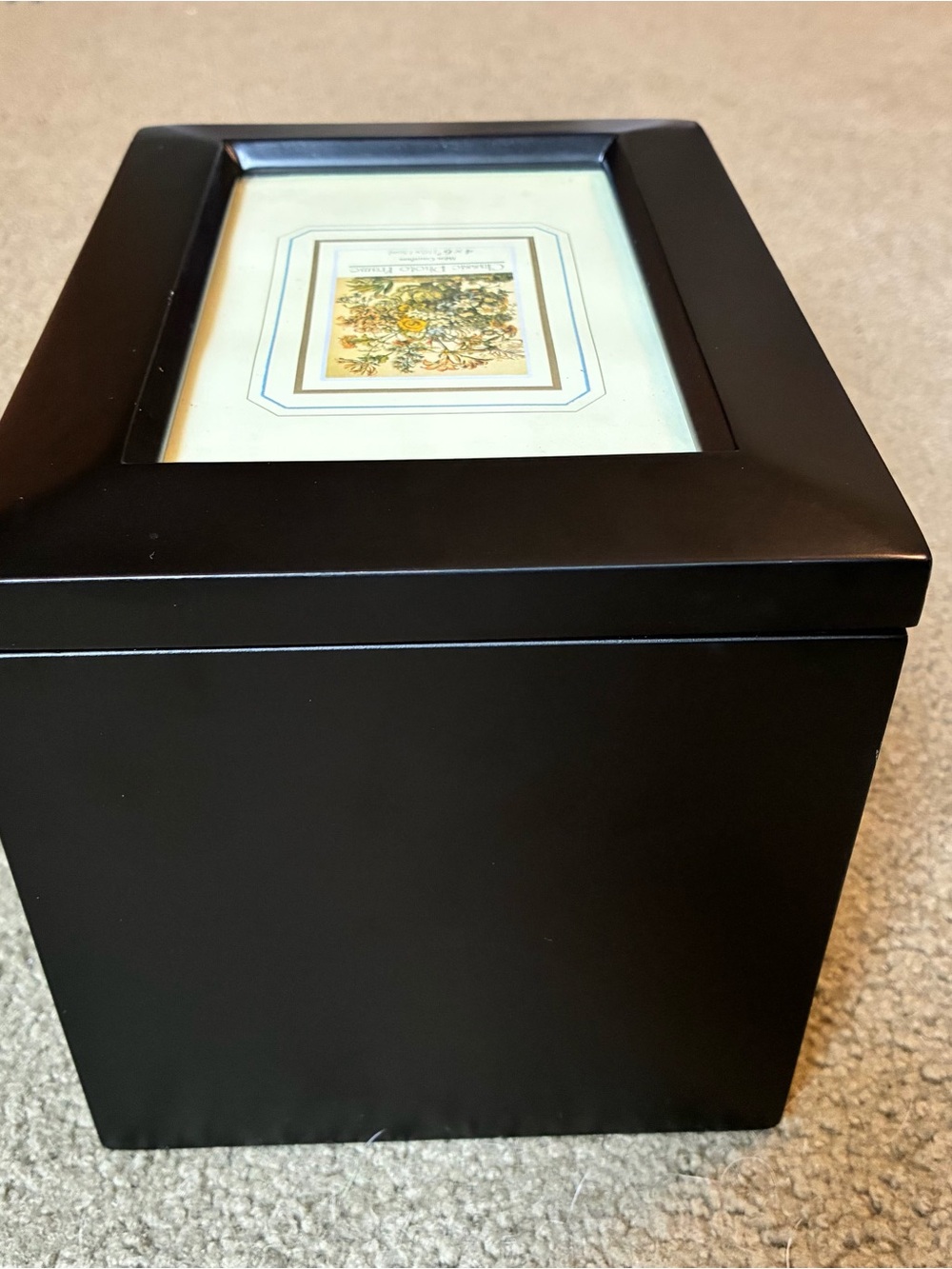 Wood Photo Storage Box w/ Picture Frame Lid 4x6 Organizer Memory Keepsake Case - Picture 10 of 12